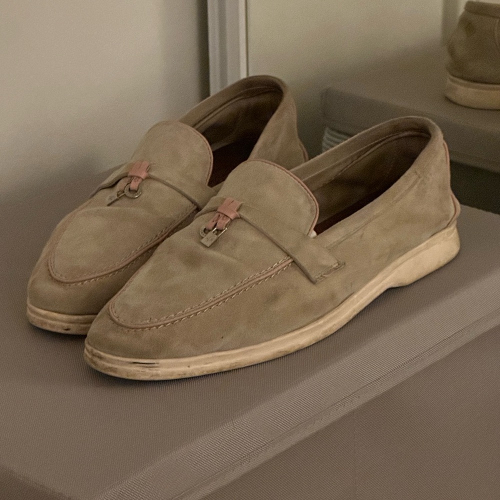 $1200 Loro Piana Tan Suede Loafers